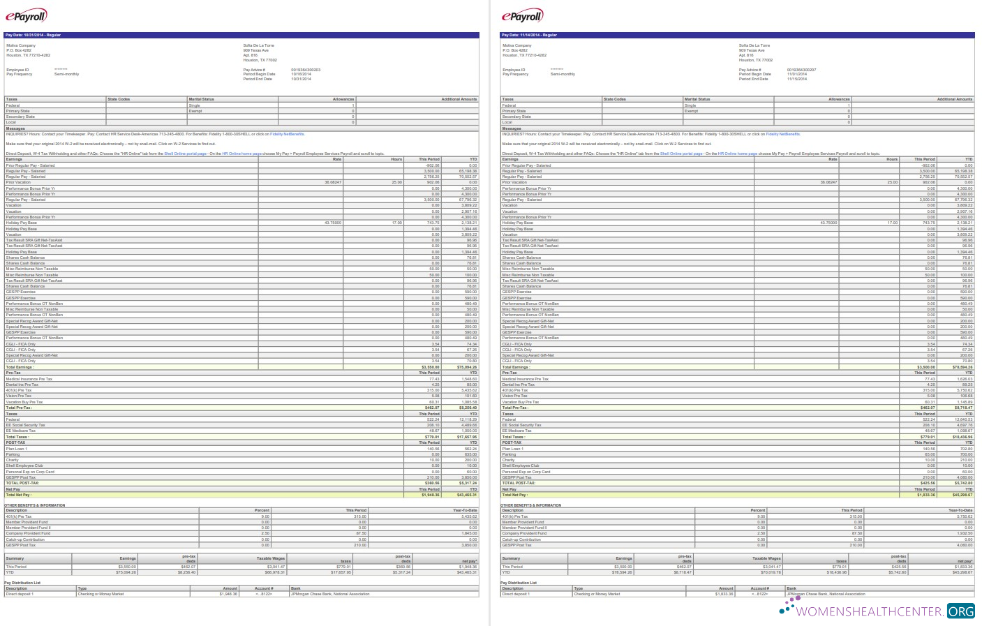 Download Epayroll Motiva company pay stub in PDF and Word formats Photoshop template